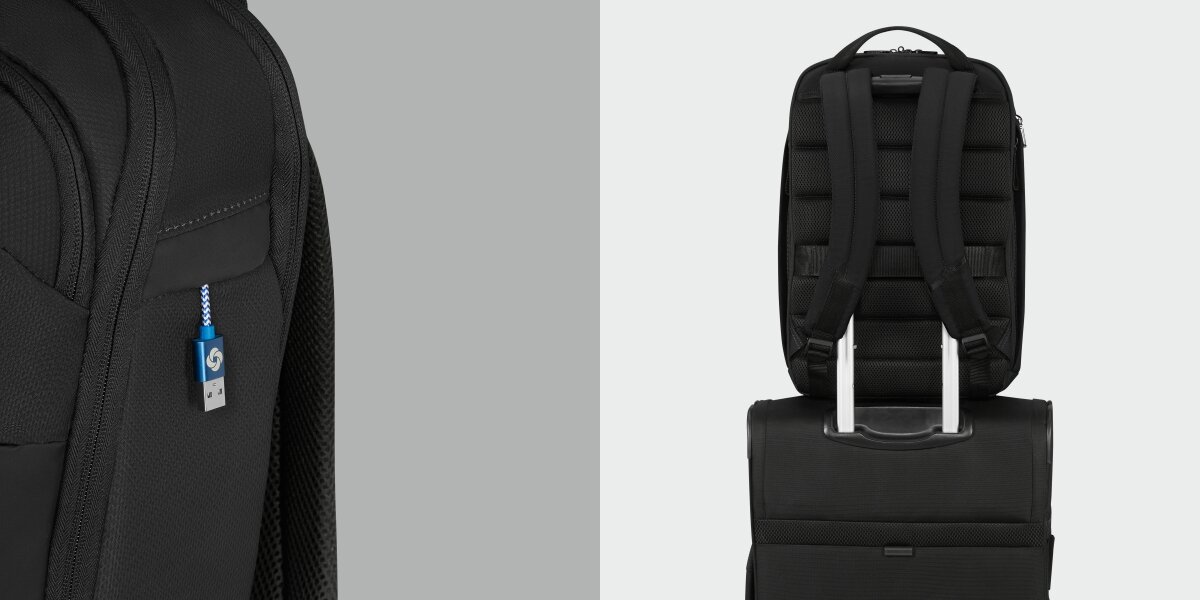 Plecak na laptopa SAMSONITE Moderny 17.3 cali - Praktyczne rozwiązania, Smart Sleeve, Easy Pass, plecak zawieszony na uchqwycie od walizki