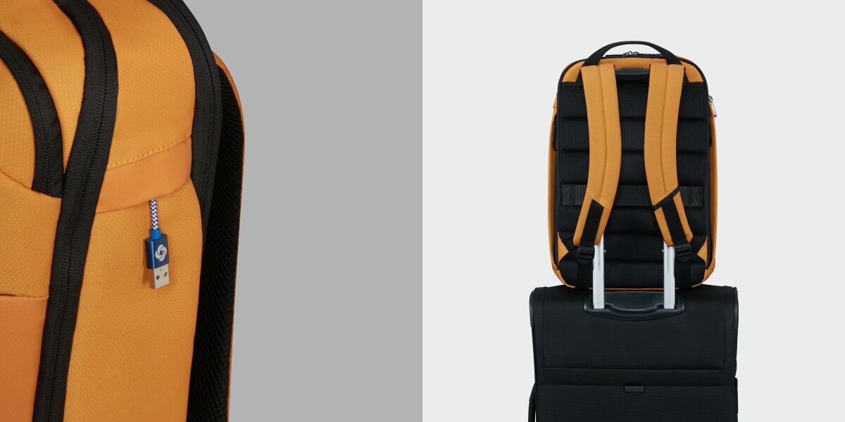 Plecak na laptopa SAMSONITE Moderny 15.6 cali - Praktyczne rozwiązania, Smart Sleeve, Easy Pass, plecak zawieszony na rączce od walizki podróżnej