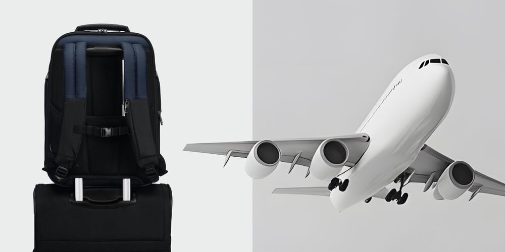 Plecak na laptopa SAMSONITE Spectrolite 4.0 15.6 cali - Wygoda w podróży, Easy Pass, nałożenie plecaka na stelaż walizki, regulowany, wypinany pas piersiowy, plecak zawieszony na torbie