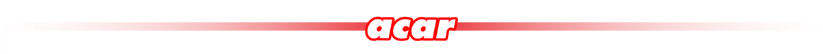Logo z napisem \'acar\' w czerwonym kolorze na tle z czerwonym gradientem.