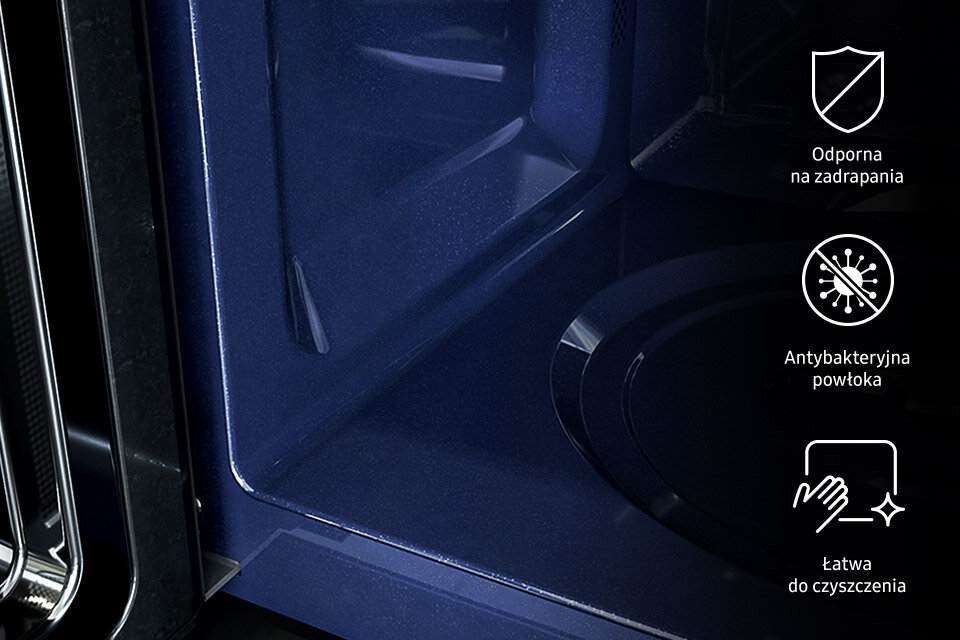 Odporna na zadrapania i antybakteryjna powłoka ceramiczna we wnętrzu mikrofali Samsung