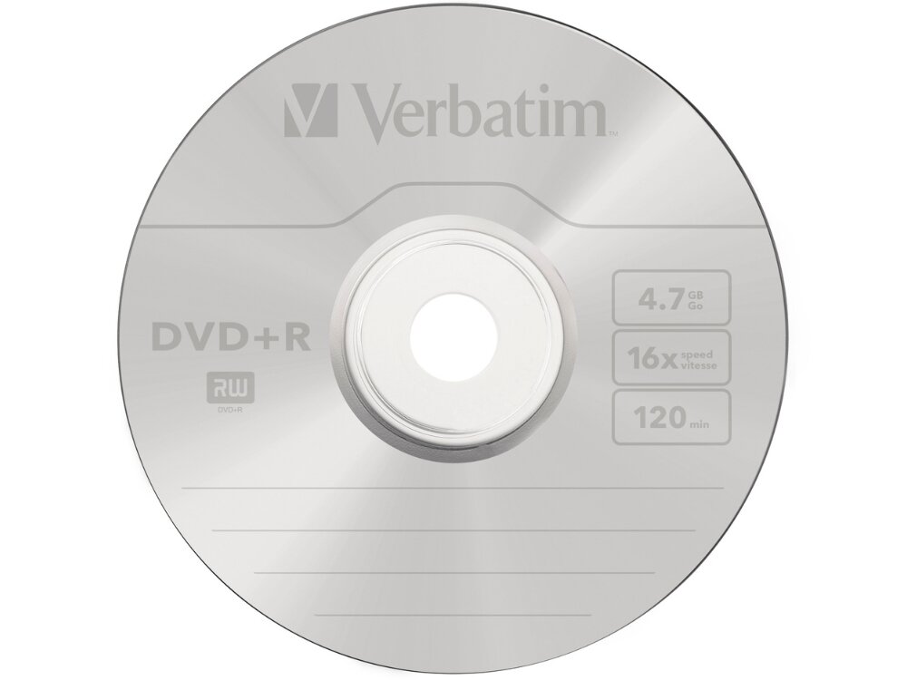 Płyta VERBATIM DVD+R, 4.7 GB, 16x (10 szt.)
                płyta na białym tle