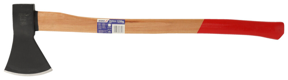 Siekiera uniwersalna DEDRA 13M803 1,25 kg trzonek ergonomiczny z wytrzymalego lakierowanego drewna bukowego wygodna przyjemna praca efektywna bezpieczna