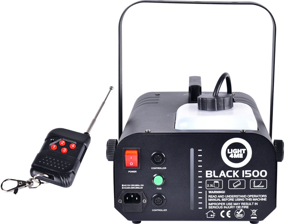 Wytwornica dymu LIGHT4ME Black 1500 sterowanie obsługa pilot kontrola