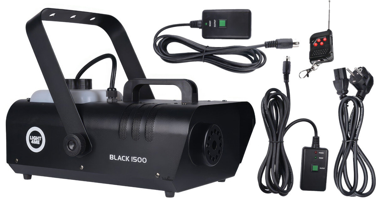 Wytwornica dymu LIGHT4ME Black 1500 zestaw akcesoria opakowanie