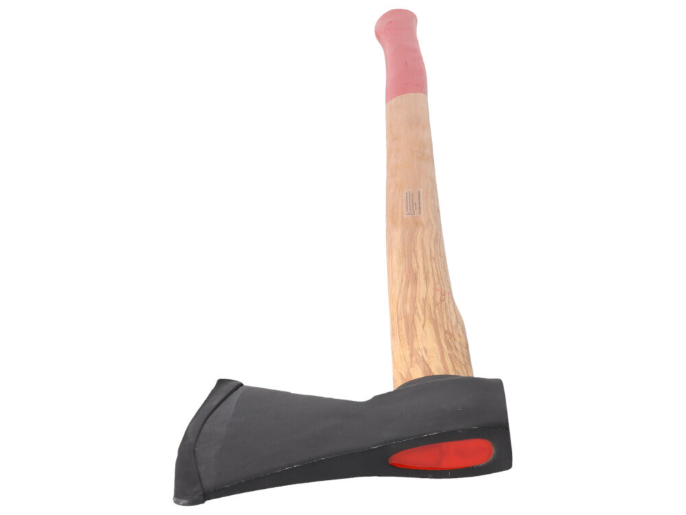 Siekiera uniwersalna DEDRA 13M804 1,5 kg wbudowany pierscien z miekkiego tworzywa sztucznego gumowa oslona na ostrzu bezpieczenstwo ochrona logo DEDRA laserowo naniesione na obuch