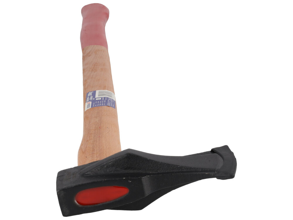 Siekiera rozłupująca DEDRA 13M809 2 kg wbudowany pierscien z miekkiego tworzywa sztucznego gumowa oslona na ostrzu bezpieczenstwo ochrona logo DEDRA laserowo naniesione na obuch