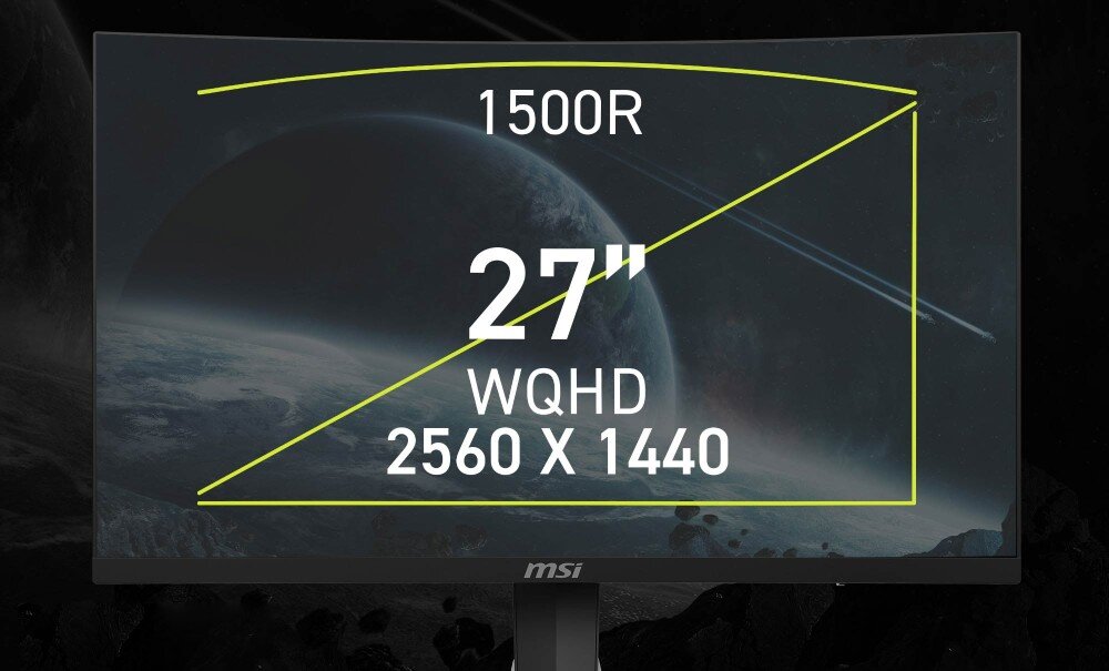 Monitor MSI MAG 275CQRF QD E2 27 2560x1440px 180Hz 0.5 ms [GTG] Curved ekran przekątna obraz rozdzielczość zakrzywienie