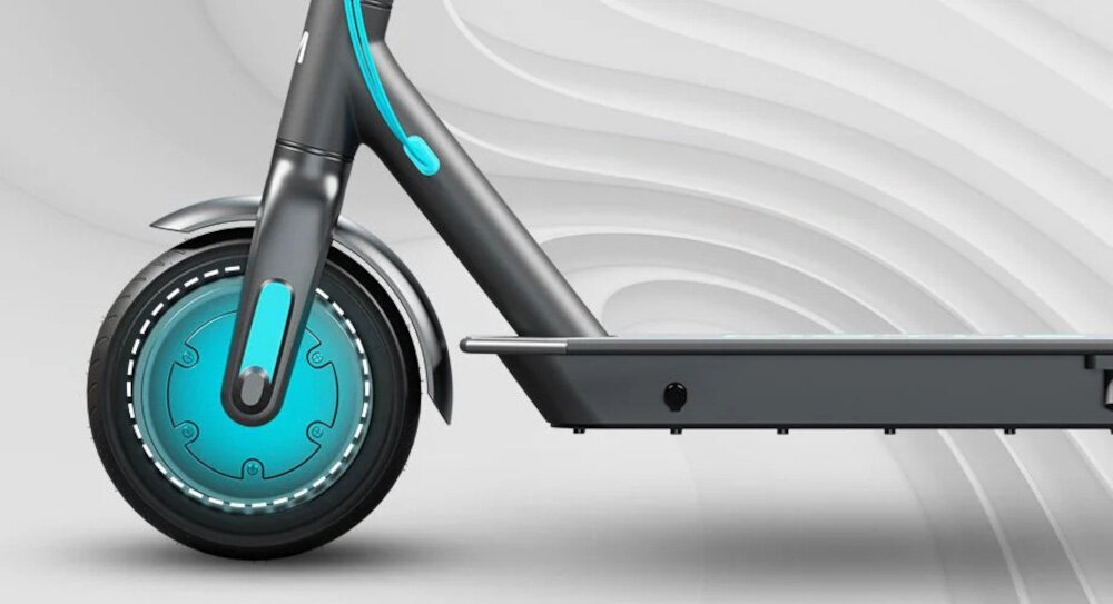 Hulajnoga elektryczna MOTUS Scooty 10 Lite GEN 5 Szary wydajny silnik moc 350 W predkosc od 20 km/h silnik w przednim kole pokonywanie niewielkich wzniesien o nachyleniu terenu do 20 stopni