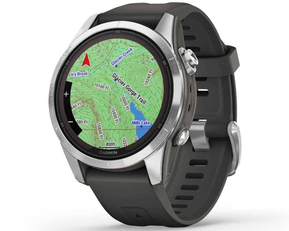Smartwatch GARMIN Fenix 7S Pro Solar ekran bateria czujniki zdrowie sport pasek ładowanie pojemność rozdzielczość łączność sterowanie krew puls rozmowy smartfon aplikacja 