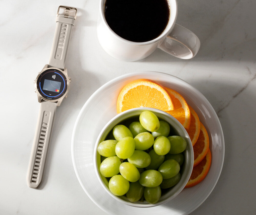 Smartwatch GARMIN Fenix 7S Pro Solar ekran bateria czujniki zdrowie sport pasek ładowanie pojemność rozdzielczość łączność sterowanie krew puls rozmowy smartfon aplikacja 