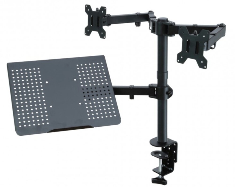 Uchwyt do monitora ART L-25 13-27 cali Czarny monitor obciążenie system ukrywania kabli regulacja montaż