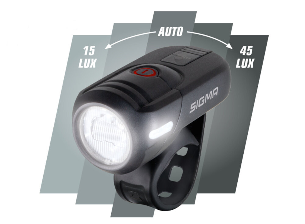 Lampka rowerowa SIGMA Aura 45 Wysokie natężenie światła zasięg widoczność odległość czujnik