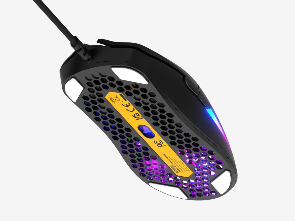 GLORIOUS O Eternal obudowie w kształcie plastra miodu 55 gramów 35% lżejszą niż modele konkurencji szybkie ruchy, precyzyjne zatrzymania i kontrolę nad rozgrywką - mysz od spodu