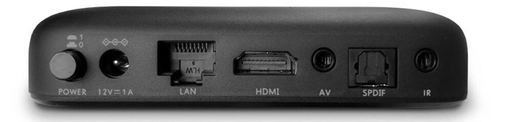 Odtwarzacz multimedialny 4K TESLA MediaBox XA400 Wi-Fi Bluetooth HDMI USB łączność, odtwarzacz od tylu na białym tle