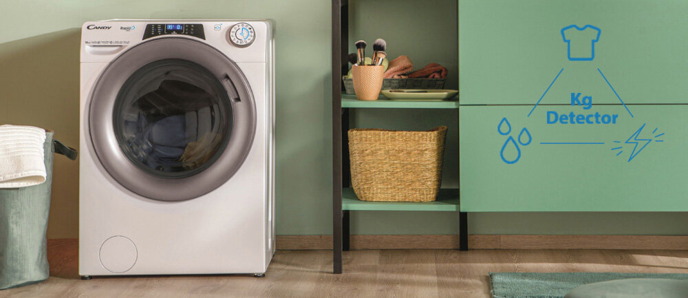 PRALKA CANDY RAPIDO RP 496BWMR8 oszczędność wody prądu ochrona środowiska precyzyjne dostosowanie kontrola wagi