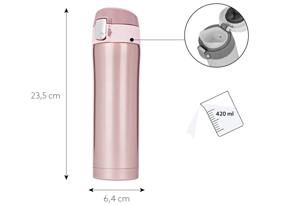 Termos SMILE STT-5-15 Różowy 420 ml poręczny, odpowiedni rozmiar, minimalistyczna forma, do każdego stylu