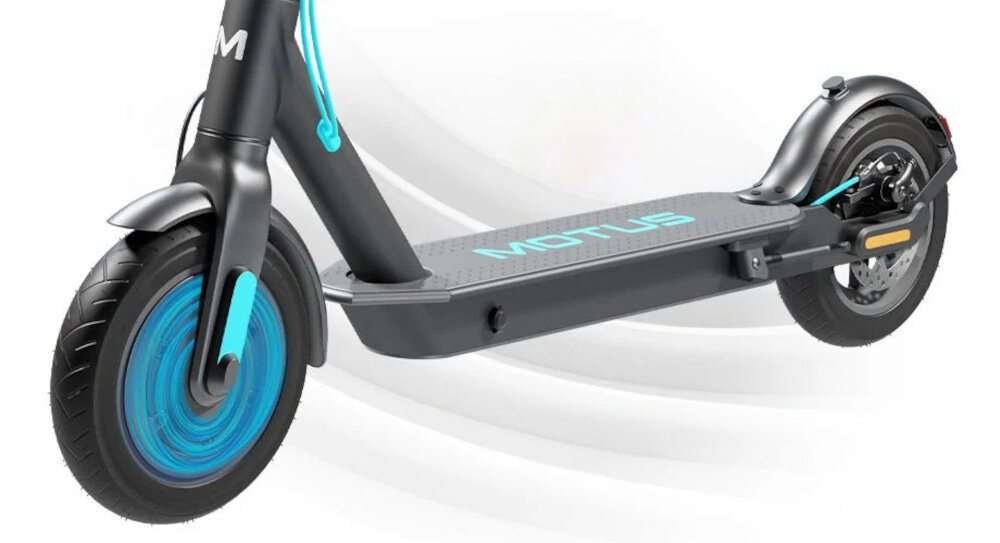 Hulajnoga elektryczna MOTUS Scooty 10 Lite GEN 5 Szary przyjazna dla srodowiska system KERS odzyskiwanie energii kinetycznej podczas hamowania bateria starcza na dluzej wiekszy zasieg