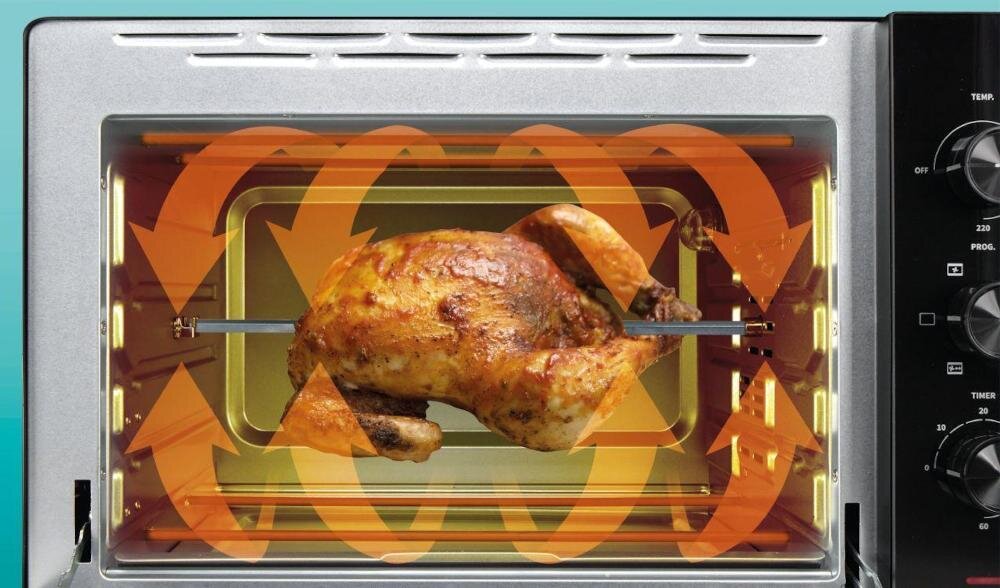 HISENSE HOM45M cyrkulacja gorące powietrze dystrybucja ciepło zapach smak równomierne pieczenie