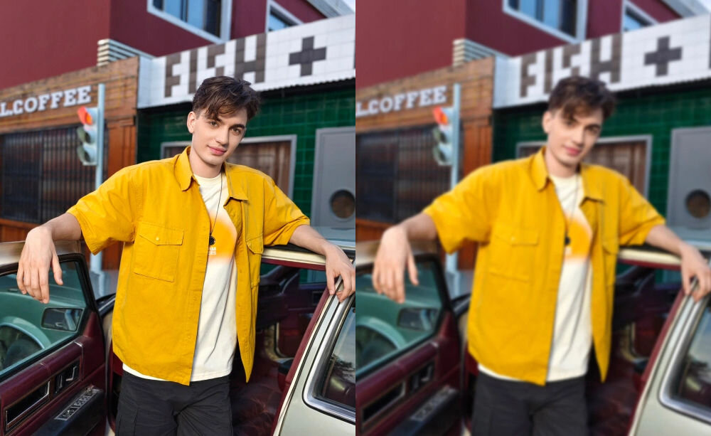 Smartfon VIVO Y19s 8/256GB 6.68 90Hz porównanie poprawionego zdjęcia AI Photo Enhancement wyrazistość twarzy zdjęcia