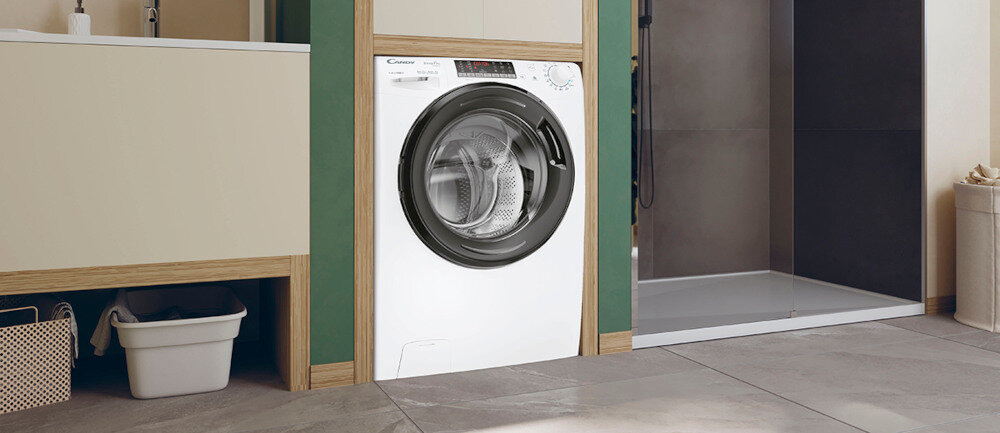 Pralko-suszarka CANDY CSOW 4746TWMB5-S Wygoda na Smart poziomie komfort załadunek otwór wsad bęben wysokość