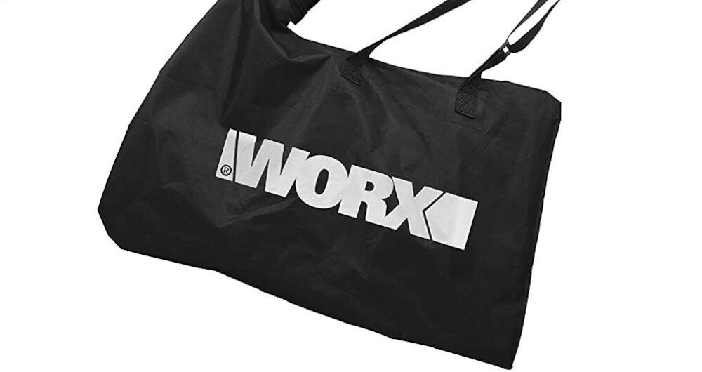 Odkurzacz do liści WORX WG583E akumulatorowy worek duży 45-litrowy z trwałego materiału zamek błyskawiczny funkcja rozdrabniania