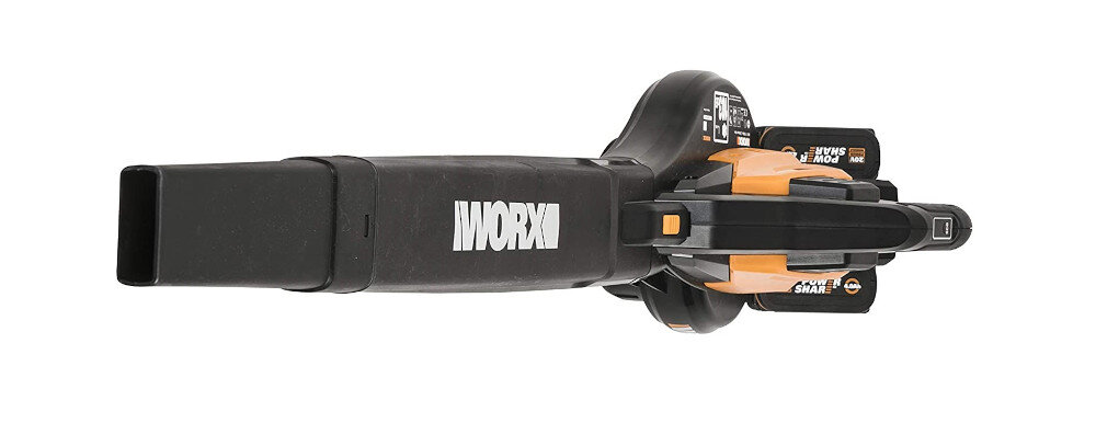 Odkurzacz do liści WORX WG583E akumulatorowy komfortowy uchwyt ergonomiczna forma doskonałe wyważenie w zestawie odkurzacz rura wydmuchu pas podtrzymujący worek na liści z ramą mocująca instrukcja obsługi w języku polskim