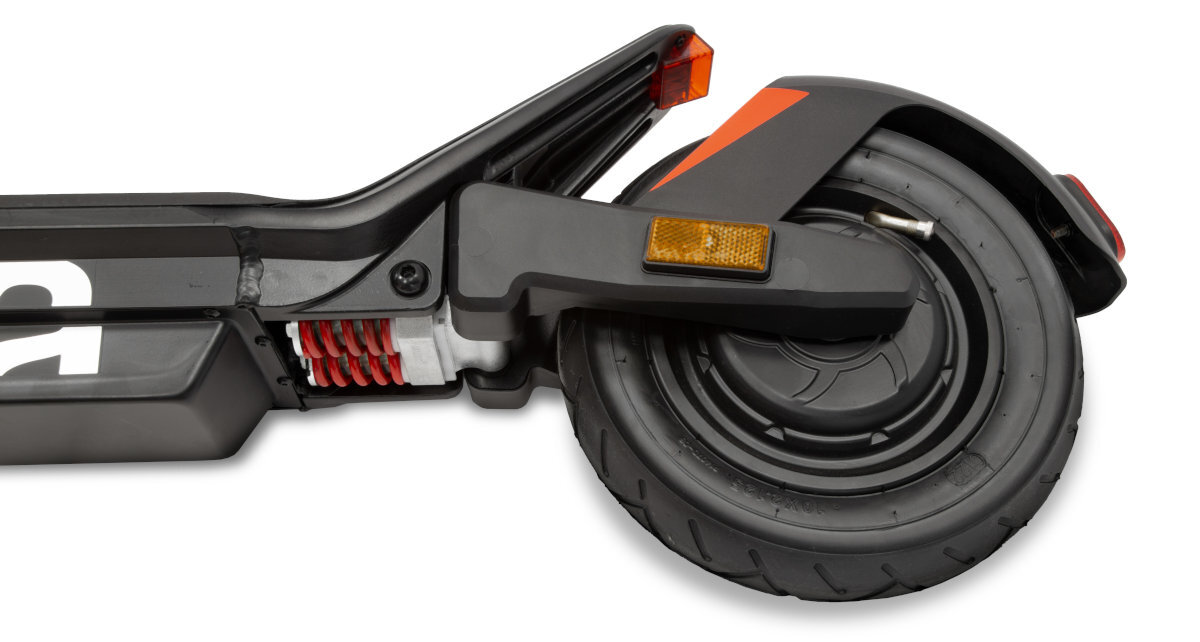 Hulajnoga elektryczna APRILIA E-SR2 Czarno-czerwony ulepszony system składania zajmuje niewiele miejsca bezpieczna i stabilna blokada bezpieczeństwa zacisk