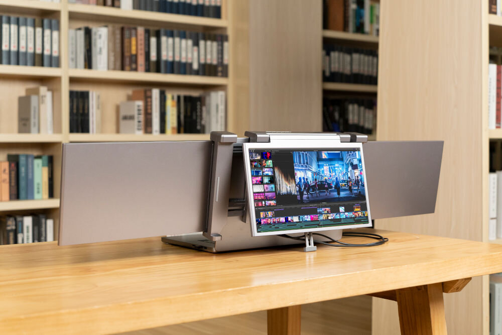 Monitor EXTRALINK Smart Life S680 14 1920x1080px IPS monitory założone na laptopa monitor odchylony do tyłu - obracanie monitów elastyczne rozmieszczenie materiał ABS bez baterii bezpośrednie zasilanie