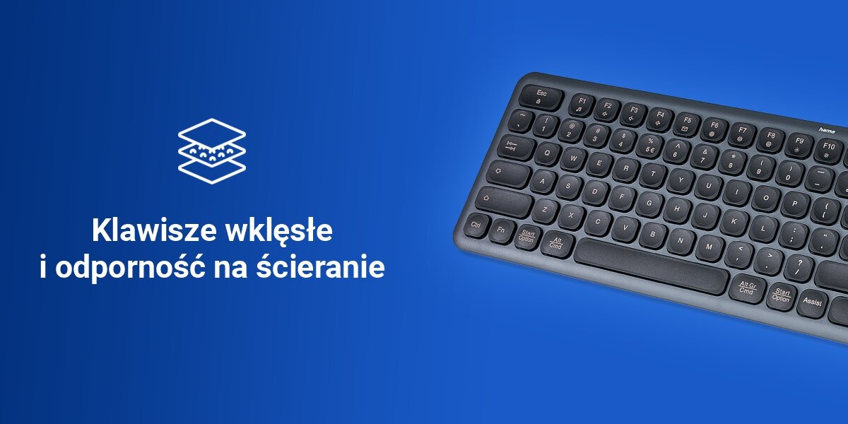 Zestaw HAMA WKM-550 Czarno-szary
				 praktyczne funkcje myszy, przyciski boczne myszy, przełącznik DPI, odbiornik USB-A można schować 
				 w obudowie klawiatury lub myszy, klawiatura, mysz oraz adapter 2,4 GHz USB-A na białym tle