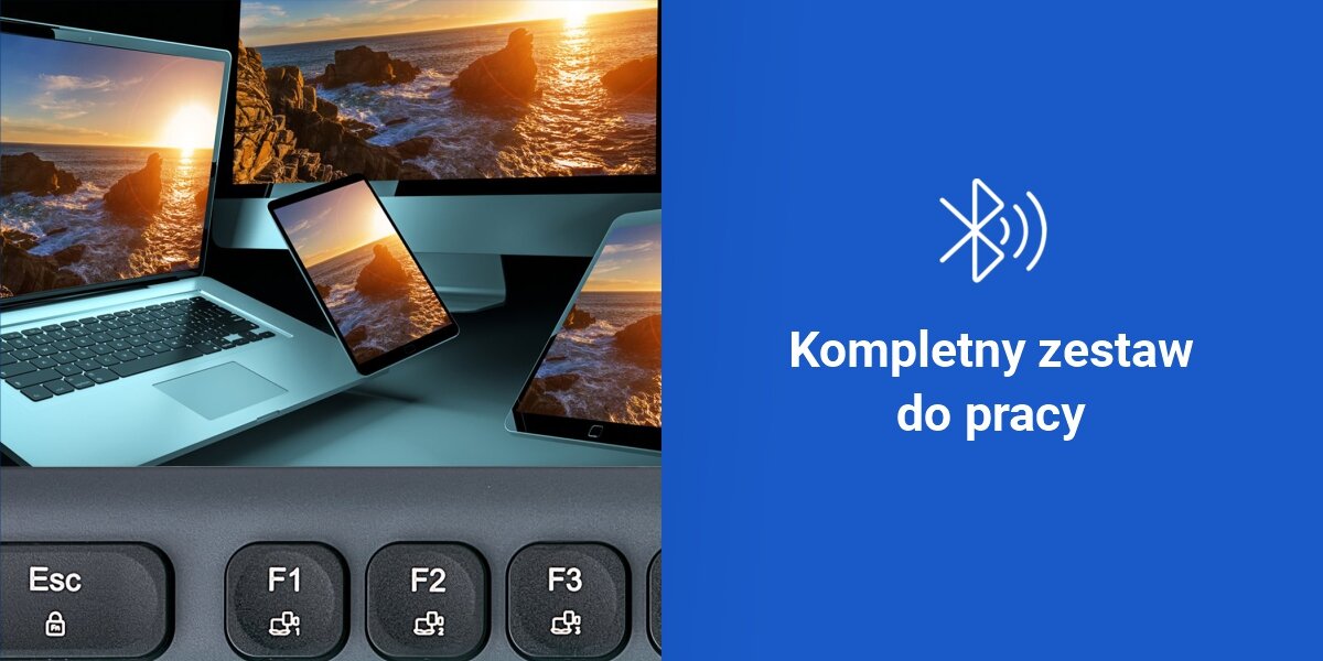 Zestaw HAMA WKM-550 Czarno-szary, wygodna bezprzewodowość
				technologie  2,4 GHz (adapter 2,4 GHz USB-A w zestawie), bluetooth 5.2, zasięg do 10 metrów, funkcja plug & play,
				niebieskie tło z napisem komfortowa praca bezprzewodowa, klawiatura na białym tle ustawiona bokiem, napis komfortowa praca bezprzewodowa