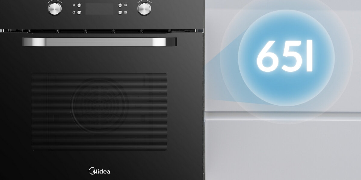 PIEKARNIK MIDEA MO659TDBK czarny front Elegancki design pojemność 65 litrów wygodne przygotowywanie Uchylnie otwierane drzwi oświetlenie wnętrza