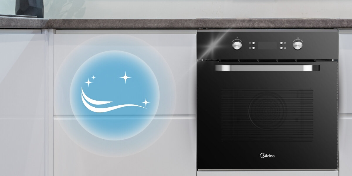 PIEKARNIK MIDEA MO659TDBK Łatwe czyszczenie i energooszczędność emalia łatwoczyszcząca wilgotna ściereczka usuwanie zabrudzeń wskaźnik efektywności efektywna praca