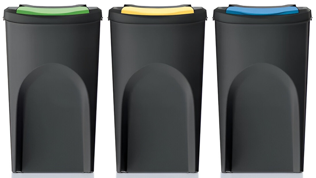 Kosza na śmieci KEDEN SORTIBOX IKWB35S3 3 x 35L Czarny praktyczne rozwiązanie Recykling  papier, szkło, plastik czy metal Świadoma, proekologiczna postawa