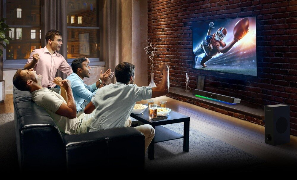 Soundbar komputerowy CREATIVE Sound Blaster Katana V2X konstrukcja brzmienie nieskazitelnosc dzwiek