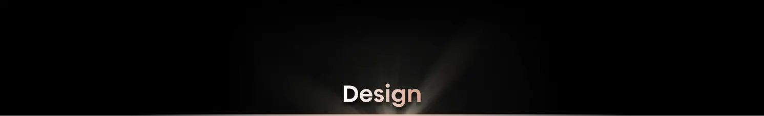 Obraz przedstawia czarne tło z napisem \'Design\' w centralnej części. Napis jest w kolorze białym z lekkim gradientem.