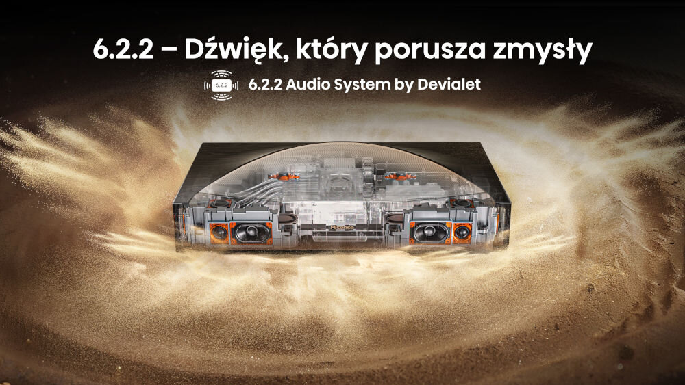 Laser TV HISENSE 100L9QD system audio 6.2.2 dziesięć głośników, laser stojący na pisaku