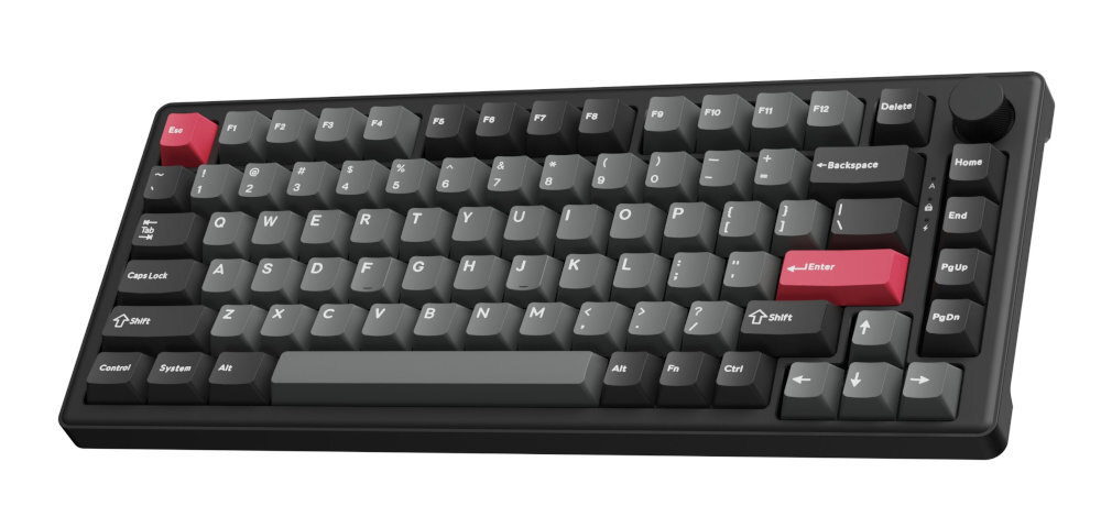 Klawiatura KEYCHRON C3HE-G75 KEYCHRON C3HE-G75 przewodowa klawiatura mechaniczna Wytrzymała konstrukcja narzędzia do personalizacji - klawiatura na białym tle pod skosem