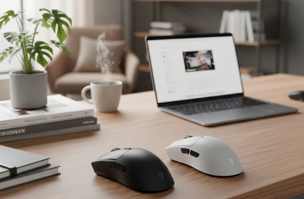 SECRET GEAR ZX1 - myszka w dwóch kolorach na biurku