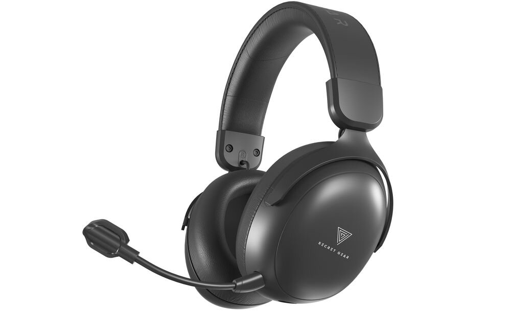 SECRET GEAR SX1 kompatybilne z PC, USB-C, Bluetooth, 2.4 GHz, przewodowo i bezprzewodowo, słuchawki po skosie na białym tle