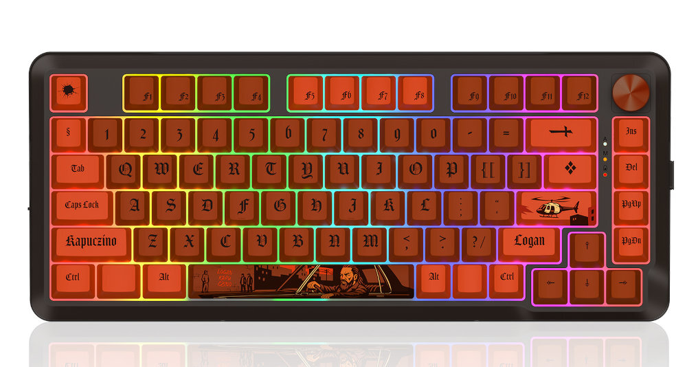 REDRAGON K4PUC21N0 PRO podświetlenie RGB z 16,8 milionami kolorów subtelnych, delikatnych świateł  dynamiczne i intensywne iluminacje - klawiatura od góry na białym tle, podświetlenie rgb