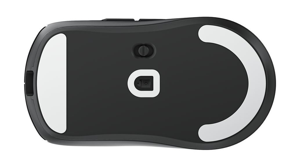 SECRET GEAR ZX2 ZX2 sensor PixArt PAW3950 30 000 DPI (Dots Per Inch) tuningu z oprogramowania 42 000 DPI częstotliwością raportowania aż 8000 MHz trybie 2.4GHz Niski LoD (0,7-2 mm) - mysz od spodu na białym tle