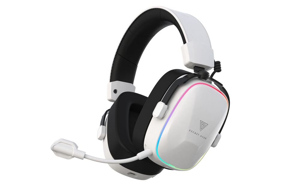 Słuchawki SECRET GEAR SX2 2.4 GHz, Bluetooth, przewodowe, PC, słuchawki po skosie na białym tle