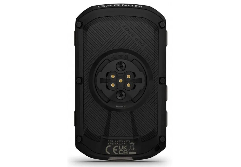 Nawigacja rowerowa GARMIN EDGE 850 010-03023-01 nawigacja na białym tle widoczna od tyłu bateria litowo-jonowa do 12 godzin podczas intensywnego użytkowania do 36 godzin w trybie oszczędzania energii możliwość ładowania w czasie jazdy przez powerbank lub akcesoria GARMIN Power Mount bateria GARMIN Charge ciągłość działania