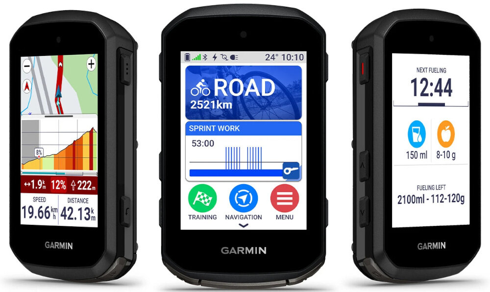 Nawigacja rowerowa GARMIN EDGE 850 010-03023-01 białe tło nawigacja widoczna od przodu i dwa ujęcia od przodu pod skosem widok z każdego boku wykrywanie incydentów LiveTrack GroupRide alarm rowerowy alerty pogodowe bezpieczeństwo wiadomości grupowe wspierają komunikację szybkie przekazywanie informacji grupa może reagować natychmiast i bezpiecznie dostosowywać tempo oraz strategię jazdy