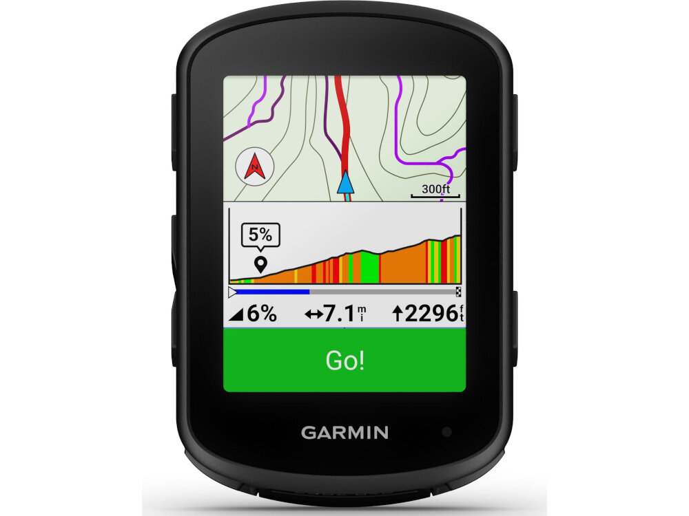 Nawigacja rowerowa GARMIN EDGE 840 010-02695-01 nawigacja na białym tle widoczna od przodu włączony wyświetlacz łączność Bluetooth, ANT+ i Wi-Fi synchronizacja z telefonem aplikacja CONNECT IQ™