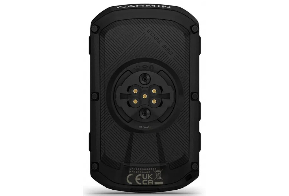 Nawigacja rowerowa GARMIN EDGE 550 010-03022-01 nawigacja na białym tle widoczna od tyłu bateria litowo-jonowa do 12 godzin w trybie GPS do 36 godzin w trybie oszczędzania energii możliwość ładowania w czasie jazdy przez powerbank lub akcesoria GARMIN Power Mount bateria GARMIN Charge ciągłość działania