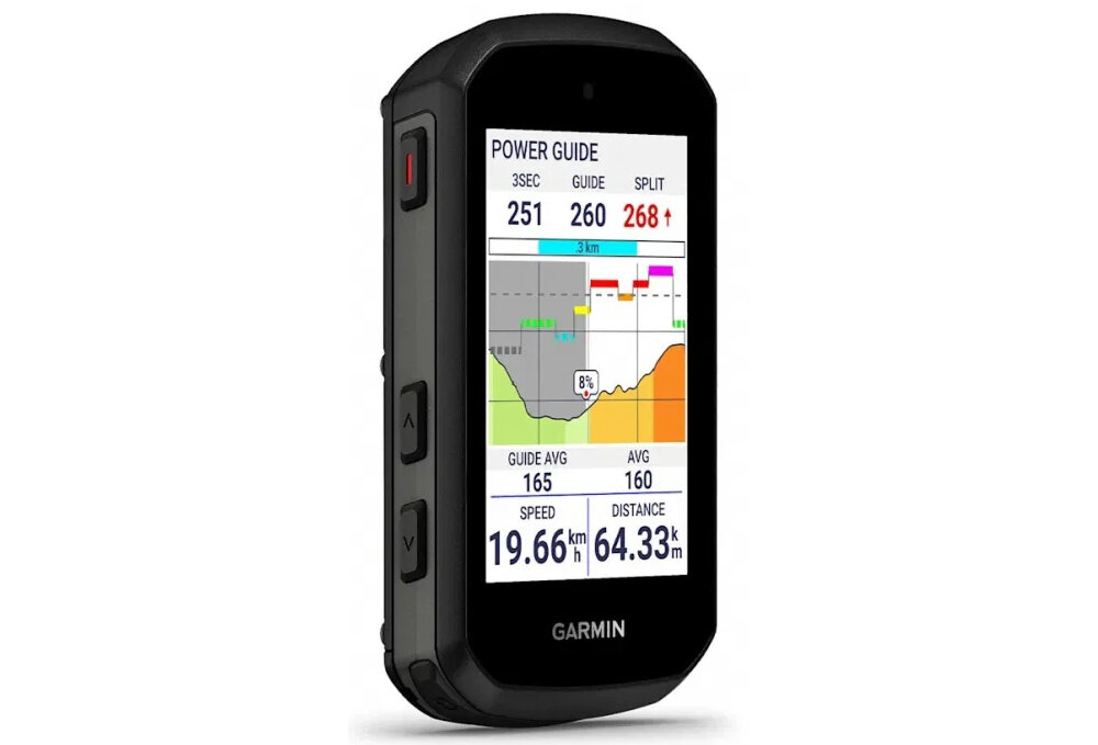 Nawigacja rowerowa GARMIN EDGE 550 010-03022-01 nawigacja na białym tle widoczna od przodu pod skosem włączony wyświetlacz wbudowany żyroskop akcelerometr magnetometr wysokościomierz barometryczny dokładność danych treningowych klasa wodoszczelności IPX7 szeroki zakres temperatur pracy od –20°C do 50°C świadome monitorowanie wysiłku skuteczniejsze zarządzanie intensywnością jazdy