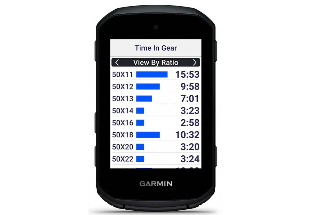 Nawigacja rowerowa GARMIN EDGE 550 010-03022-01 nawigacja na białym tle widoczna od przodu włączony wyświetlacz łączność Bluetooth, ANT+ i Wi-Fi synchronizacja z telefonem aplikacja CONNECT IQ™
