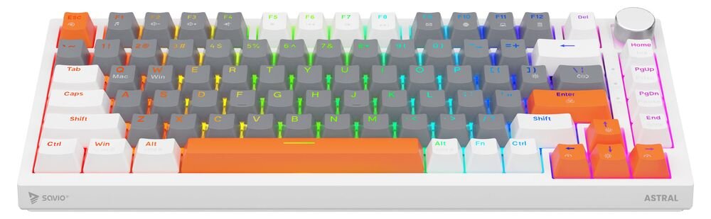 SAVIO Astral technologię magnetyczną - klawiatura od przodu na białym tle